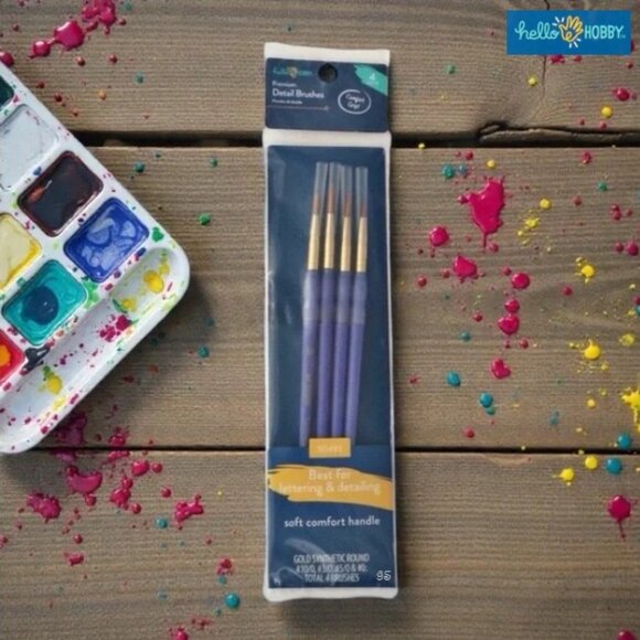 Hello Hobby Other - HELLO HOBBY Premium Detail Paint Brush Set 4 Pack, Synthetic, Comfort Grip - NWT